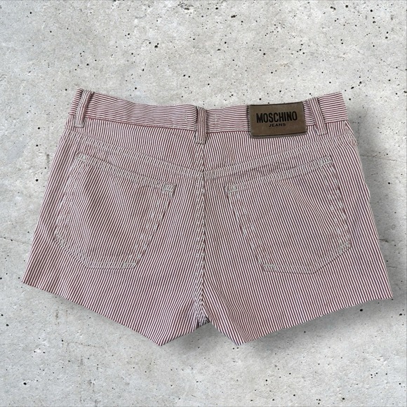 MOSCHINO JEANS Vtg‎ Y2K Striped Cutoff Shorts Size 30 - Picture 1 of 5